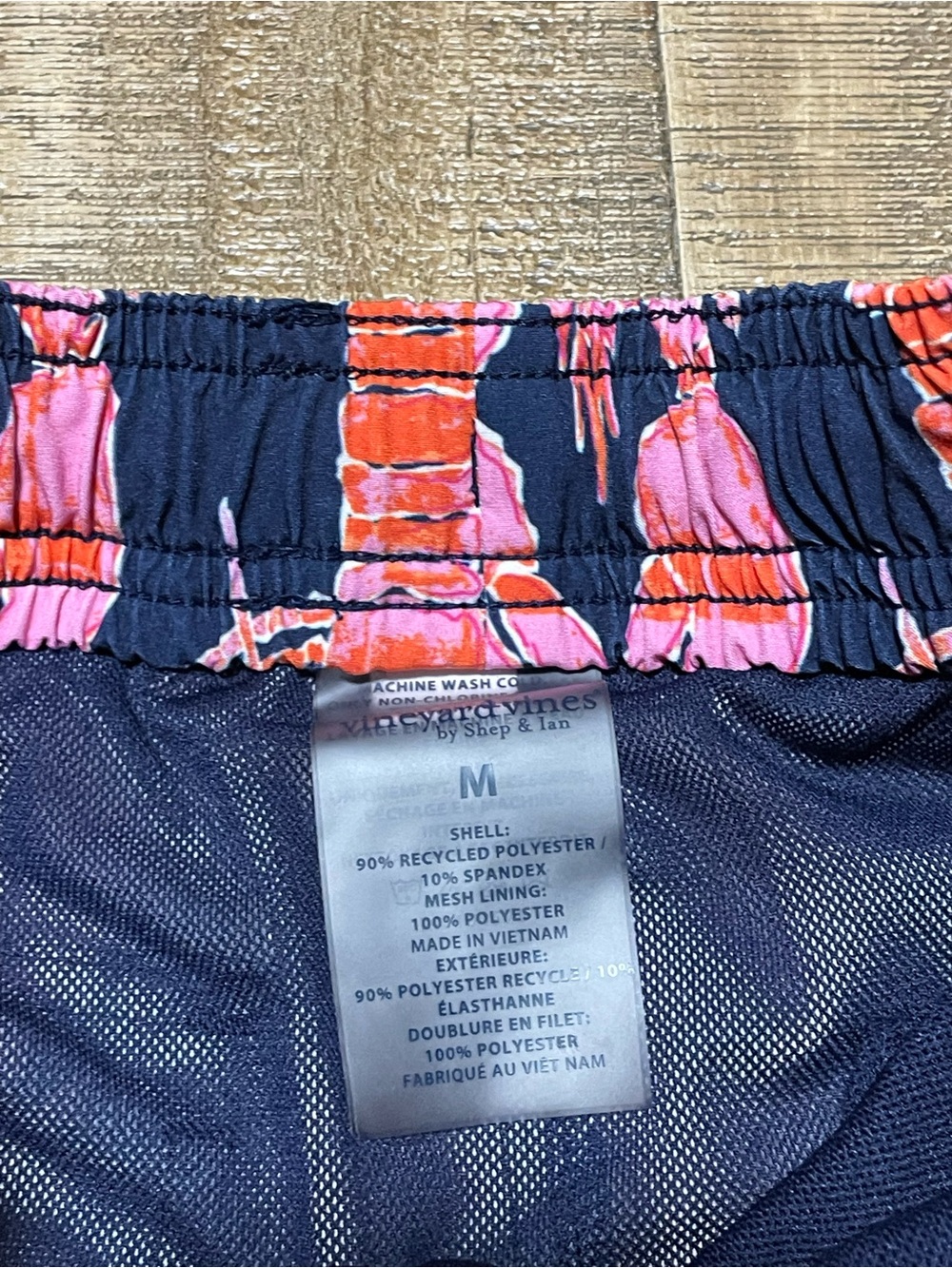 Youth Vineyard Vines Navy Lobster Print Swim Trunks - Nantucket Red Detail - Picture 4 of 4